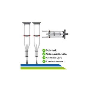 Par De Muleta Axilar 3 Em 1 com Altura Ajustável – Hidrolight